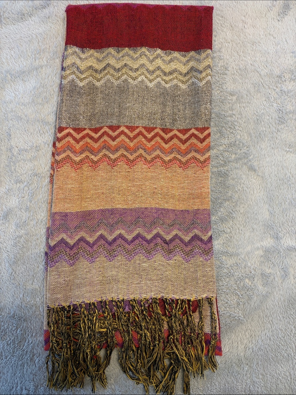Multicolor Chevron Woven Throw Scarf
